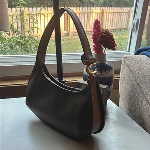COACH Eve Glove tanned Leather Shoulder Hobo shoulder Bag Dark Stone
